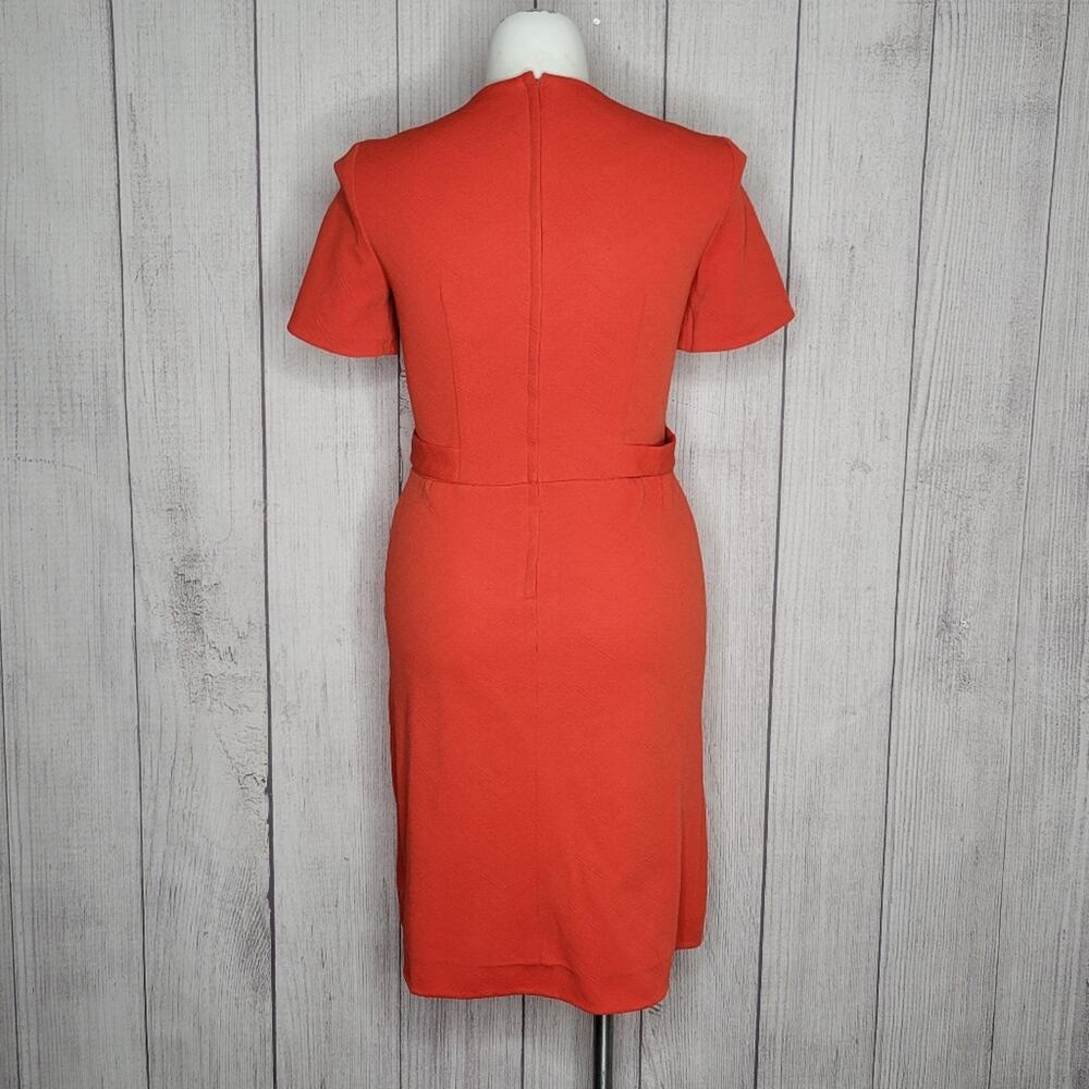 Vintage 70s California Sophoticates Orange Double Knit Polyester MCM Dress - Picture 5 of 6